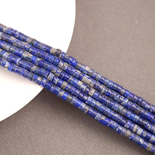 150PCs Natural Lapis Lazuli Spacer Beads, Loose Semi Precious Flat Round Gemstone Heishi Disc Stone Beads for Beading Jewelry Making 4mm*2mm 38cm - color: Lapis Lazuli, size: 4MM*2MM
