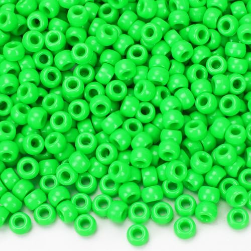 IOOLEEM Light Green Pony Beads,1200pcs Beads for Bracelets Making & Hair braiding, Kandi Friendship Bracelets & Jewelry Making. - color: Light Green