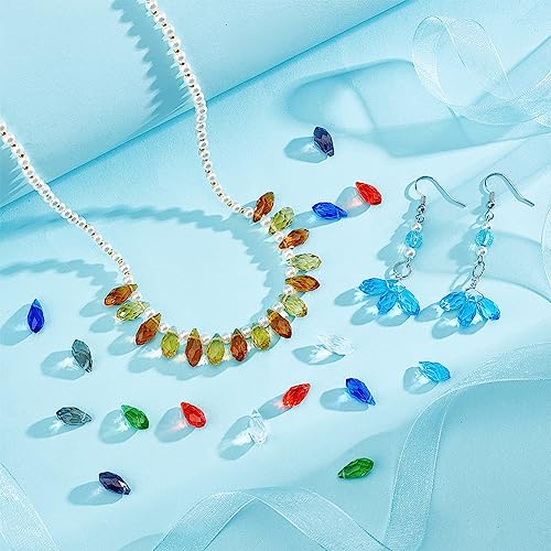 AHANDMAKER 100 Pcs Faceted Teardrop Glass Beads, 10 Colors Transparent Waterdrop Crystal Glass Beads Top Drilled Drop Spacer Beads for DIY Craft Jewelry Necklace Bracelet Earring Making, Hole: 1mm - color: 10 Colors Teardrop