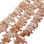 rockcloud Natural Rock Crystal Points Titanium Coated Clear Quartz Sticks Spikes Top Drilled 15 inch Strand,Natural Champagne - color: #27-Champagne(Small)