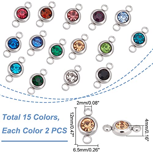 UNICRAFTALE Rhinestone Charms Pendants Link Connectors Birthstone Charms Crystal Glass Linking Pendant Diamond Connectors for Earring Necklace Bracelet Jewelry Making