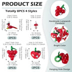 Beadthoven 8Pcs Handmade Lampwork Glass Beads Charm Red Glass Crystal Bird Mushroom Grape Apples Cute Glass Beads for DIY Spring Jewelry Making Bracelets Necklace Earrings Keychain - color: Red