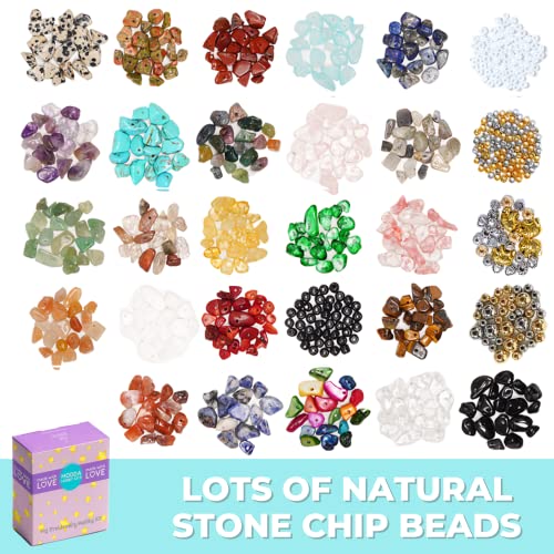 MODDA Natural Stone Jewelry Making Kit - Includes Crystal, Chip Beads, Necklace, Bracelet, Earrings, Ring Making Supplies, Crafts for Adults, Beginners, Christmas Gift for Teens, Girls, Women, Moms - color: Natural Stone Jewelry Making kit