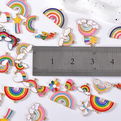 Bulk Gold Enamel Charms for Jewelry Making, Colorful Metal Charms Pendant for Bracelet Necklace and Crafting - color: Rainbow