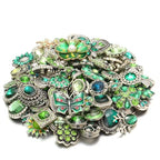 10PCs Mixed Style Rhinestones Snaps Jewelry Charms Buttons 18/20mm for Interchangeable Snaps Jewelry Making Women DIY Button Bracelets Necklaces Rings Brooch Accessories (Green) - color: Green