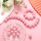40 Pcs 20 mm Rhinestone Beads Bulk Crystal Round Disco Ball Chunky Bubblegum Beads for Pens Bracelets Charms Craft European Style Jewelry Making Supplies Christmas(Pink) - color: Pink