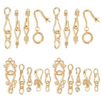 PH PandaHall 18K Gold Plated Brass Hook Clasps S Hook Ring Toggle Clasps 18pcs 9 Styles Toggle Jewelry Clasp End Clasp Connectors Jewelry Closure for Bracelets Necklaces Christmas DIY Crafts Gifts