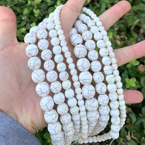 Adabele 80pcs Natural White Magnesite Gemstone 10mm Imitated Howlite Round Loose Beads Gem Stone Spacer for Craft Jewelry Making GR-F10 - color: Round/White, size: 10mm Round (80pcs/2 Strands)