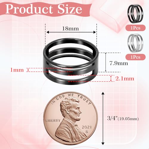 2 Pieces Jump Ring Opener Tool, Stainless Steel Split Connector Ring Opener and Closing Finger Tool for Jewelry Makers Craft Projects Supplies (17mm Black and Silver) - color: 17mm Silver+Black 2pcs
