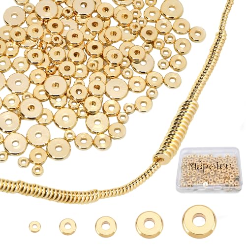 14K Gold Flat Spacer Beads, Disc Spacer, Gold Plated Solid Brass Beads for DIY Bracelet, Necklace Jewelry Making - color: 14K Gold, size: 3mm