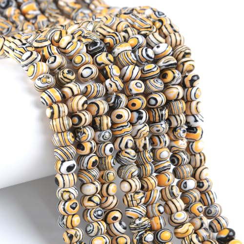 76pcs 5x8mm Natural Stone Yellow Malachite Rondelle Spacer Loose Beads Abacus Disk Stone Round Loose Gemstone Beads for Jewelry Making DIY Bracelet Necklace - color: Yellow Malachite Stone
