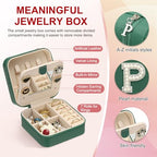 PATIKIL Travel Jewelry Case, P Initial Small Travel Jewelry Box Organizer Rings Earrings Storage Case Personalized Gifts for Women Girls Birthday Christmas Bridesmaid Gifts, Dark Green - style: P