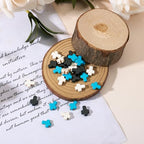 60 Pcs Turquoise Cross Beads Turquoise Stone Beads Small Cross Bead Charms Turquoise White Black Cross Crucifix Spacer Beads for Easter Holiday Bracelet Necklace Jewelry Making - color: Black/White/Blue