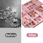 12Pcs Velvet Stackable Jewelry Trays, Jewelry Drawer Organizer, Large Removable Display Jewelry Tray, Necklace Bracelet Storage Box for Earring, Ring, Brooch, Watch (Pink) - color: Pink