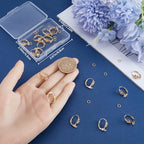 Beebeecraft 20Pcs Flower Leverback Earring Findings 18K Gold Plated Brass 17x8mm French Earring Hooks Flower Pattern Ear Wire Findings with 40Pcs Jump Ring for Jewellery Making - color: 20pcs 18k Gold Plated #4