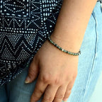 Ganbatte Handmade Beaded Bracelet, Natural Stone and Silver Stainless Steel, Boho Style Women's Jewelry - color: Moss Agate