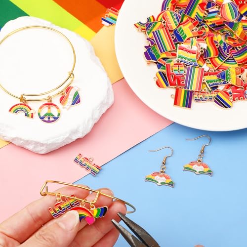 MARFOREVER 120PCS Rainbow Charms for Jewelry Making, Gay Pride Charms LGBT Colorful Enamel Charm Pendants for DIY Bracelet Necklace Earrings Making Supplies - style: LGBT