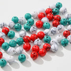 8mm Turquoise Beads 190pcs Christmas Natural Stone Gemstone Bead Round Loose Beads for DIY Crafts Bracelet Necklace Earrings Jewelry Making (Green&red) - color: green&red