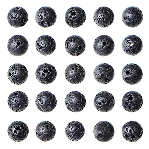 AD Beads 8mm Natural Round Loose Beads 110 Pieces, for Making 108 Mala Prayer Beads Necklace, Bracelet & Yoga Meditation, Jewelry Design (Black Lave) - color: Black Lave