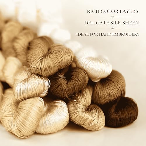 Natural 100% Silk Thread, Handmade Embroidery Thread Silk Floss 9 Colors 110m Each (62) - color: 62