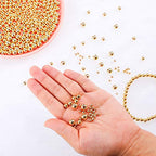 WILLBOND 1200 Pcs Round Spacer Beads for Jewelry Making 4/6/8 mm Smooth Ball Beaded Seamless Loose Ball Embellishments with Holes for Stackable Bracelet Craft(Gold) - color: Gold