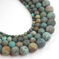 36pcs Natural Matte Africa Turquoise Gemstone Beads，10mm Frosted Round Loose Stone Beads for Jewelry Making DIY Earring Bracelet Necklace Crafts - color: Africa Turquoise, size: 10mm
