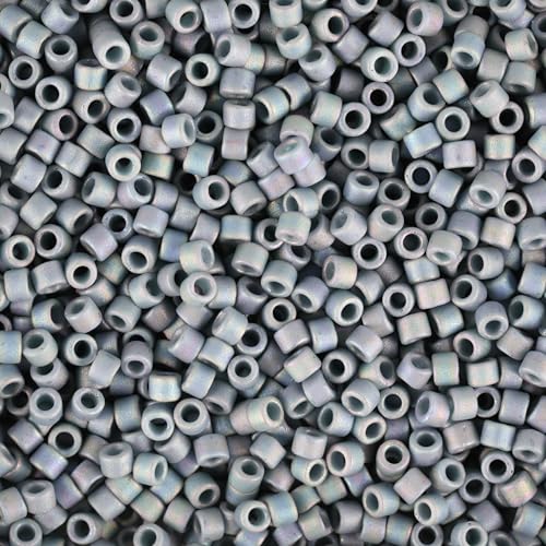 Miyuki Delica Seed Beads – Size 11/0 (1.6 mm), DB2316, Frost Opaque Glaze Rainbow Dark Teal, 7.2 g, Approx. 1440 Beads, Made in Japan - color: DB2316 - Frost Opaque Glaze Rainbow Dark Teal