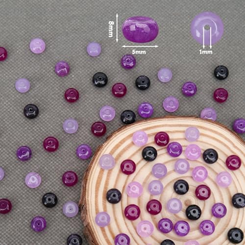 BONNY BOXX 1 Strand Natural 5 * 8mm Purple Shade Rondelle Beads, Natural Abacus Disk Stone Beads Loose Spacer Gemstone for DIY Bracelet Necklace Jewelry Making - color: Purple Shade, size: 5*8MM