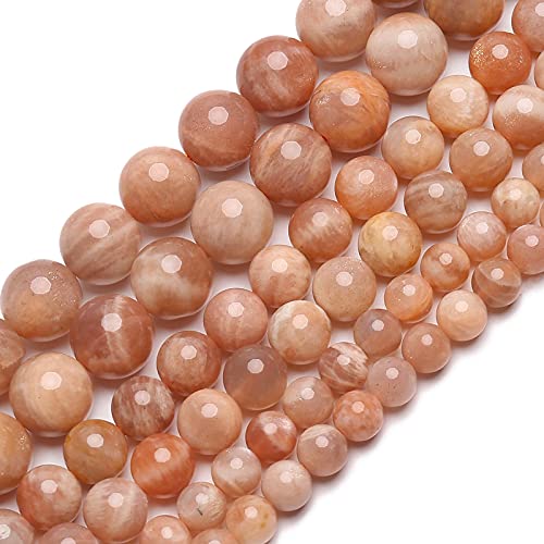 70PCS Natural 8MM Healing Gemstone, Sunstone Energy Stone Round Loose Beads, Semi-Precious Crystal Beads with Free Elastic String for Jewelry Making DIY - color: Sunstone, size: 8MM