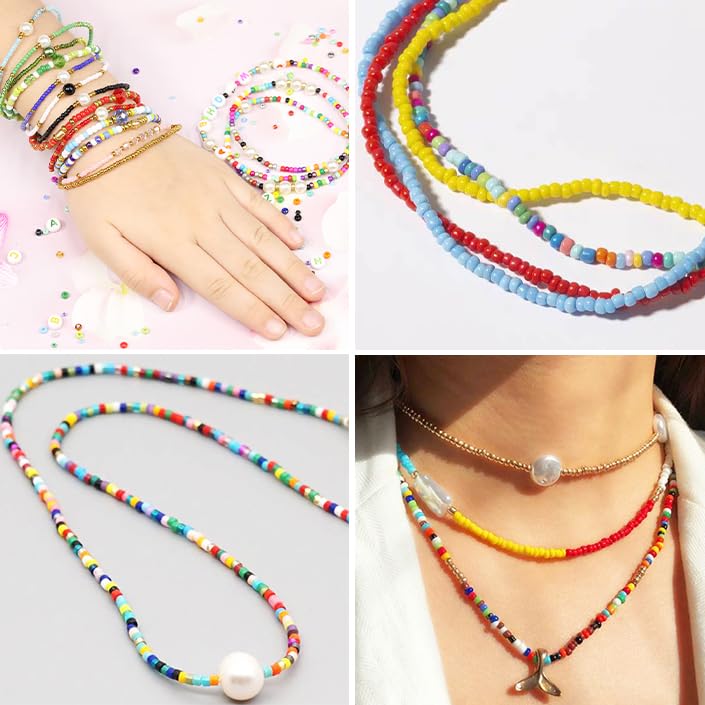 Transparent Colourful 2mm Seed Beads About 9800pcs/110Grams in Bag, 12/0 Glass Craft Beads for Earring Making Bracelet and Necklace （Transparent Colourful） - color: Transparent Colourful, size: 2mm