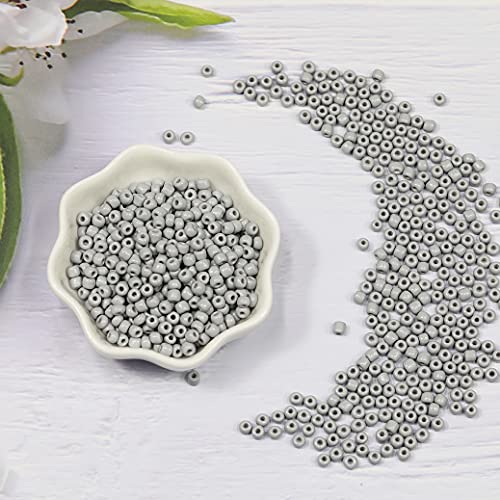 Size 6/0 Crafts Glass Seed Beads 4mm Gray Beads for Jewelry Making (Total About 100g About 1200pcs) - color: Gray