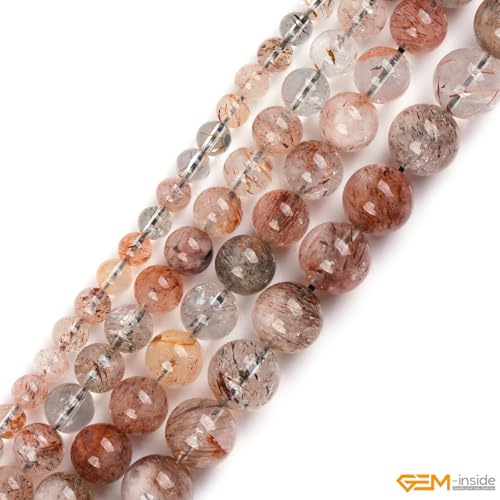 GEM-Inside 63Pcs 6mm Round Natural Brown Super Seven Quartz Gemstone Semi Precious Chakras Stone Beads for Bracelet Necklace Jewelry Making Strand 15"