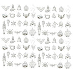 WOCRAFT 60pcs Bright Silver Halloween Charms Bracelet Charms for Jewelry Making Sets DIY Necklace Bracelet Keychain Crafting Charms Kit Craft Supplies (SN867) - color: Bright Silver, size: Halloween Charms