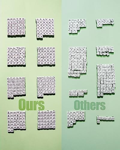 Deinduser 1064 Pcs Silver Letter Beads - White Square Alphabet Beads for Bracelets and Jewelry Making - Acrylic With Silver Inked Letters - color: White beads with Silver inked letter, size: Square 6*6mm