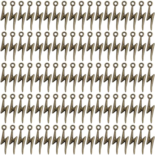 AUEAR, Flash Shape Charms Lightning Bolt Pendants Alloy Charm for Jewelry Making Supply Bracelet Necklace Earrings DIY Crafting Antiqued - color: Brown