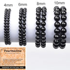MASSIVE BEADS Handmade Yoga Stretch Elastic Bracelet Natural Stone Crystal Healing Power Energy Gifts for Unisex Adult 4mm 6mm 8mm 10mm - color: Black Tourmaline(Super Protection), size: 10mm