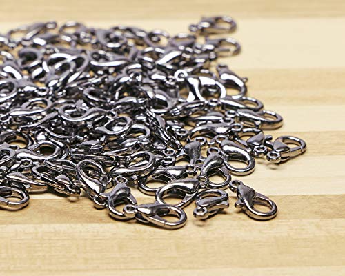 Shapenty Small Metal Alloy Lobster Claw Clasps Clip DIY Necklace Jewelry Finding Making Accessories Fastener Hook, 12mmx6mm, 100PCS (Gun-Black) - color: Gun-Black