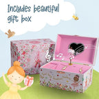The Memory Building Co Black Ballerina Musical Jewelry Box Plays Classic Melody, Storage Organizer Music Box for Kids Ages 6-12 MDF Wood w/ 2 Fabric Lined Ring Bracelet Necklace Treasure Compartments - style: Ballerina_Black