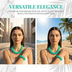 Colorful Chunky Beaded Necklace for Women Acrylic Bead Choker Necklaces Fashion Large Round Beads Necklaces for Women Handmade Summer Jewelry - color: Cyan bracelet + necklace