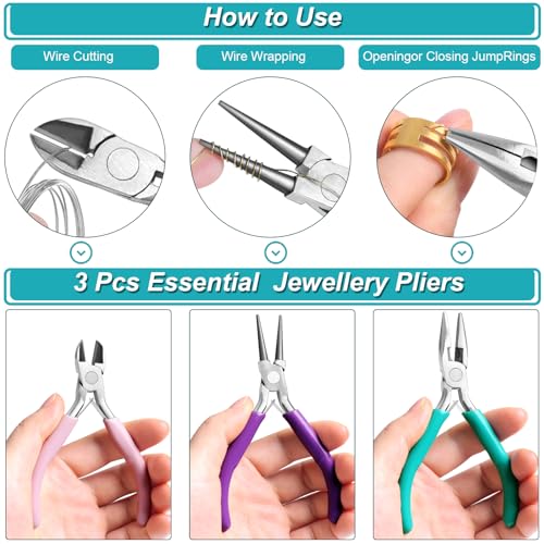 Yholin Jewelry Pliers and Jump Rings - Jewelry Making & Repair Kit for Bracelets, Necklaces, Wire Cutters, Chain Nose Pliers