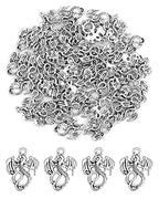 JIALEEY 50PCS Dragon Charm Flying Courage Pendant for DIY Jewelry Making Necklace Bracelet Accessaries, Antique Silver 21x16mm