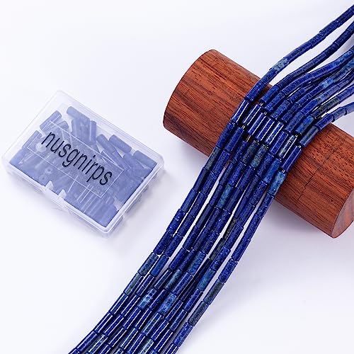 Natural Lapis Lazuli Cylinder Tube Beads 4x13mm 38cm/str Loose Semi Gemstone Stone Beads for Making Bracelets Necklace Earrings - color: Lapis Lazuli, size: 4x13mm Cylinder