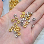 Looconi 1500pcs 6mm Silver and Gold Flat Round Spacer Beads for Jewelry Making DIY Bracelet Necklace Earring Craft Supplies - color: Ring&Flower
