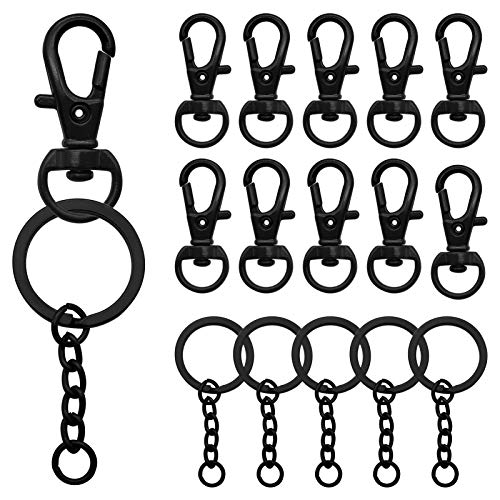 150Pcs Black Swivel Snap Hook Set,Swivel Clasp Keychain Hook Lobster Clasp Split Key Rings with Chain and Jump Rings Bulk for Keychain Lanyard,Jewelry,DIY Crafts Supplies - color: Black