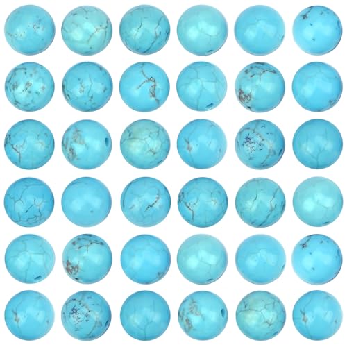 100pcs Natural Stone Beads 8mm Blue Turquoise Round Genuine Real Stone Beading Loose Gemstone Hole Size 1mm DIY Charm Smooth Beads for Bracelets Necklaces Earrings Jewelry Making Crafts - color: Blue Turquoise
