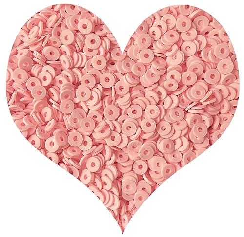 3000Pcs Flat Round Polymer Beads Vinyl Heishi Beads for Jewelry Making Women Necklace Bracelet Earrings (08-Light Pink) - color: 08-Light Pink