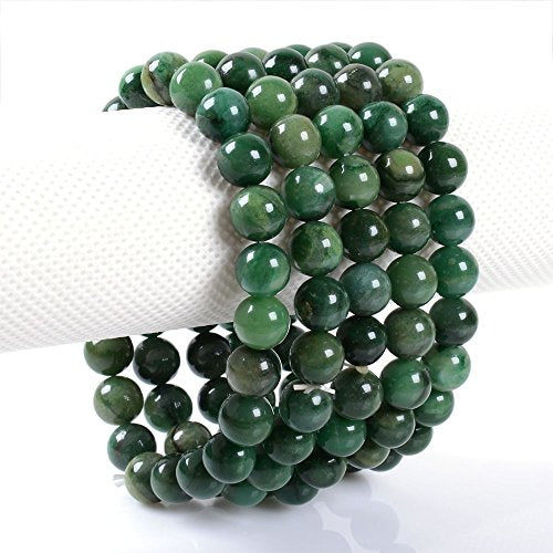 Justinstones 8mm Round Beads Stretch Bracelet 7 Inch Unisex - color: African Serpentine