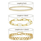 Waterproof Gold Chain Bracelet For Women Non Tarnish,14K Gold Plated Link Dainty Bracelets Stake Layered Bracelet Set Hypoallergen Gold Jewelry - color: Style-6