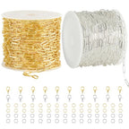 Kyutong 2 Rolls Paperclip Chain for Jewelry Making 32.8 Feet Jewelry Chain Links Silver and Gold Chains Bulk with Lobster Clasps and Jump Rings for DIY Craft Finding Jewelry Making Supplies - color: 2.8×7.6 Paperclip Chain