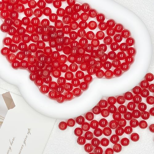 200pcs Glass Beads, 8mm Glass Beads for Barcelet and Jewelry Making DIY Crafts (Red) - color: Red